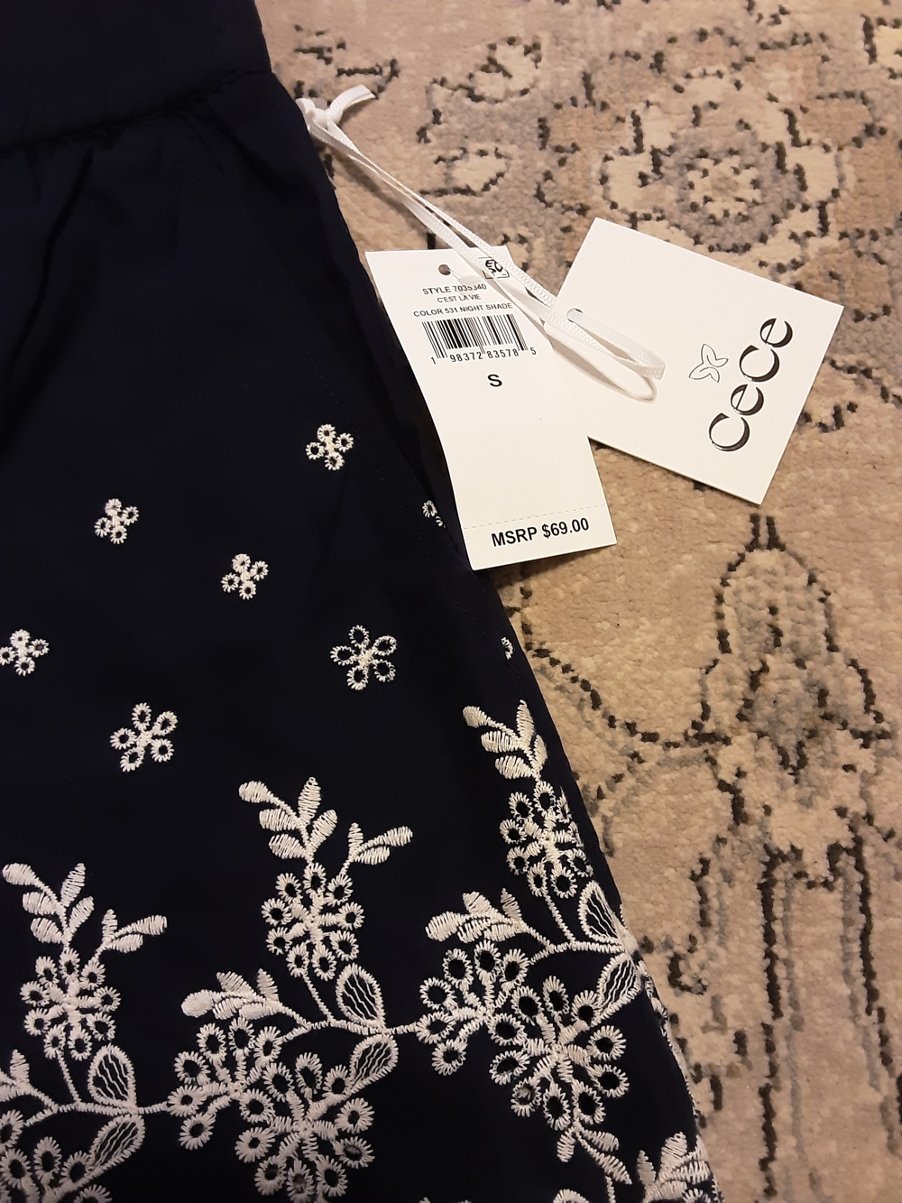CeCe Navy Shorts with White Eyelet Embroidery - Picture 3 of 5